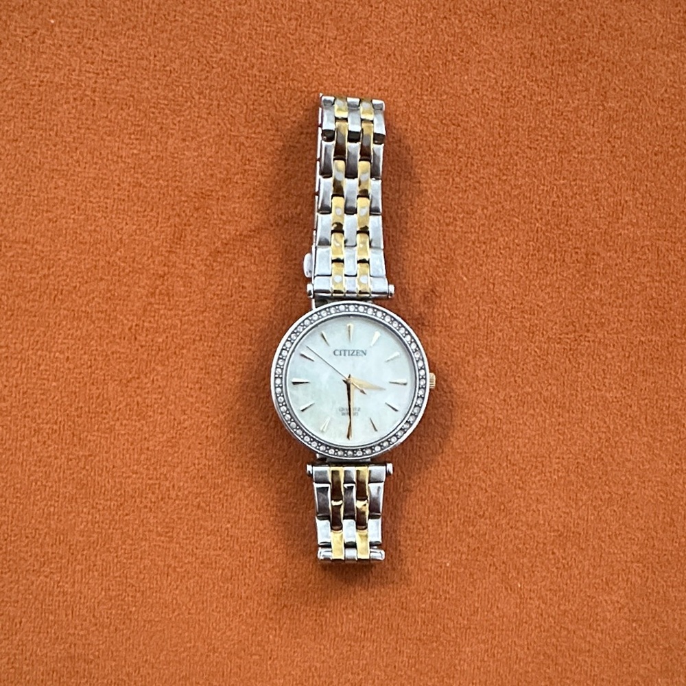 Citizen Quartz ER0216-59D women's watch with a two-tone stainless steel band